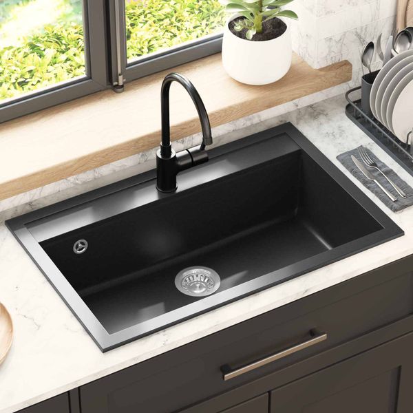 vidaXL Drez Čierna 795 x 505 mm Granite