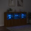 vidaXL Komoda s LED svetlami hnedý dub 181,5x37x100 cm