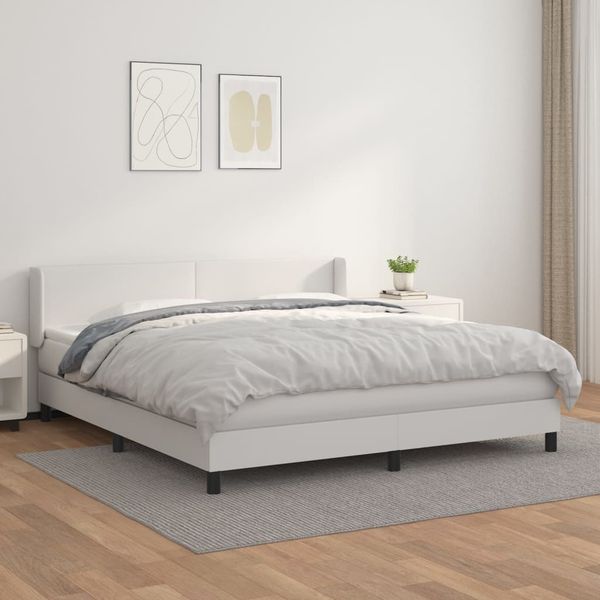vidaXL Boxspring posteľ s matracom biela 180x200 cm umelá koža
