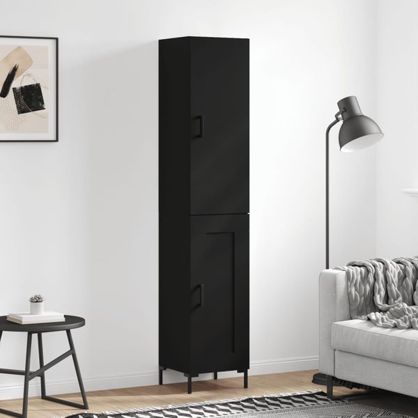 vidaXL Vysoká skrinka čierna 34,5x34x180 cm spracované drevo