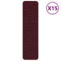 vidaXL Protišmykové schodové rohože 15 ks 75 x 20 cm Bordová PP