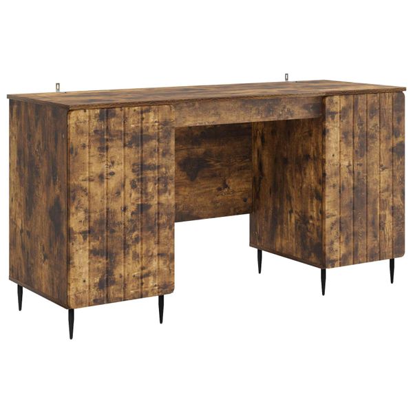 vidaXL Stôl s poličkou Dymový dub 142,5 x 50 x 75 cm Kompozitné drevo