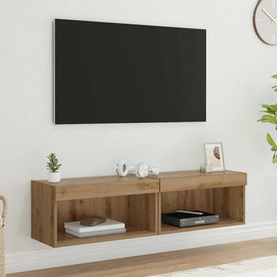 vidaXL Zostava TV skriniek s LED 2 pcs Remeselný dub 60 x 30 x 30 cm