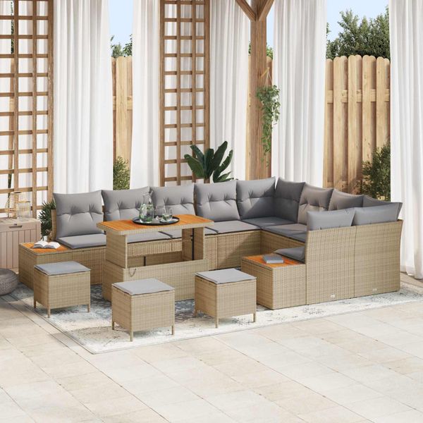 vidaXL Súprava záhradných pohoviek 13 pcs Beige a svetlo šedá