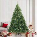 vidaXL Umelý vianočný stromček s 300 LED-i Zelená 210 cm PE a PVC