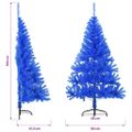 vidaXL Umelý vianočný polovičný stromček s podstavcom modrý 150 cm
