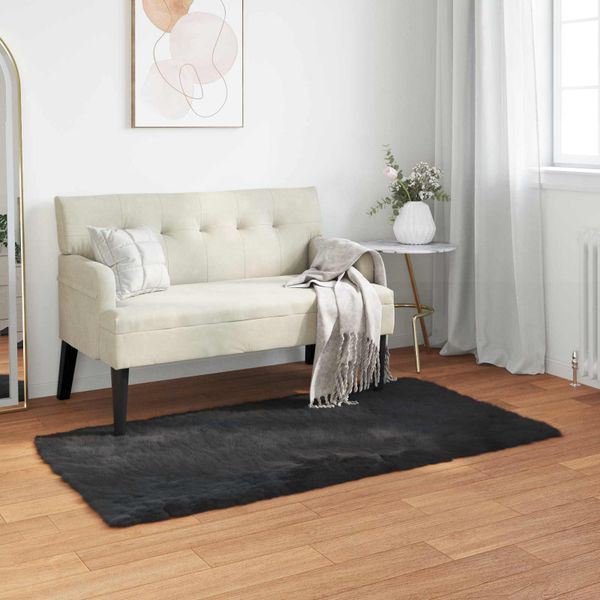 vidaXL Koberec z umelého ovčieho kožucha TAFALLA Čierna 60 x 110 cm