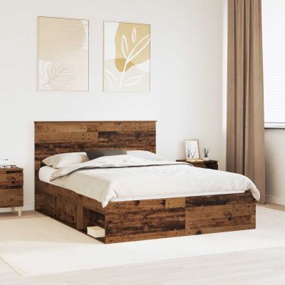 vidaXL Rám postele Staré drevo 150 x 200 cm Masívne borovicové drevo