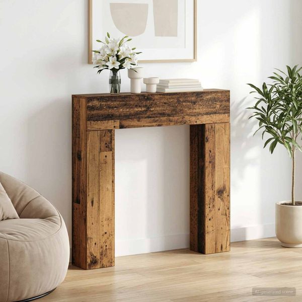 vidaXL Rám krbu Staré drevo 102 x 18 x 100,5 cm Kompozitné drevo