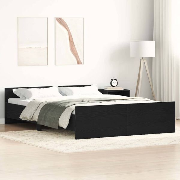 vidaXL Posteľný rám bez matraca čierny dub 135x190 cm kompozitné drevo