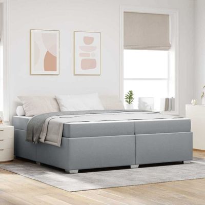 vidaXL Rám postele s matracmi Svetlosivá 200 x 200 cm látka