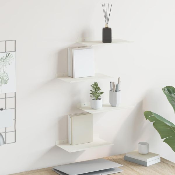 vidaXL Závesná polica 4 ks Biely 30 x 18 x 2,5 cm Oceľ