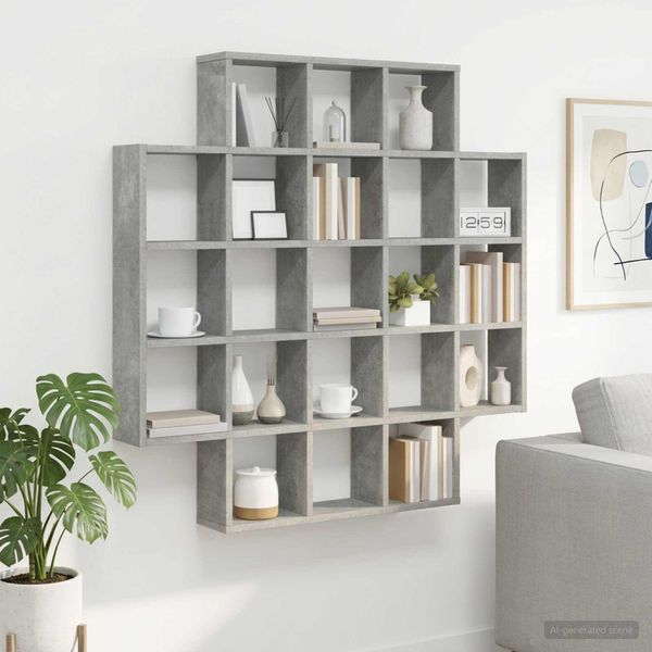vidaXL Stenná polica Betónovo sivá 100 x 13 x 100 cm Kompozitné drevo