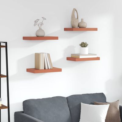 vidaXL Stenná polica 4 pcs Červená 40 x 23,5 x 4 cm Kompozitné drevo