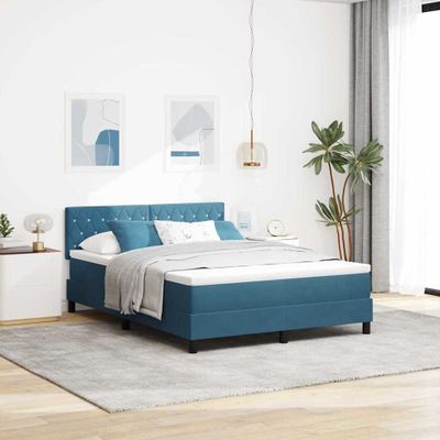 vidaXL Posteľ s pružinovým rámom Tmavomodrá 160 x 200 cm Zamat
