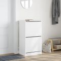 vidaXL Botník s 2 výklopnými zásuvkami biely 60x42x108 cm