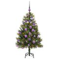 vidaXL Umelý vianočný stromček s pniškami Zelená 120 cm PVC a PE a kov
