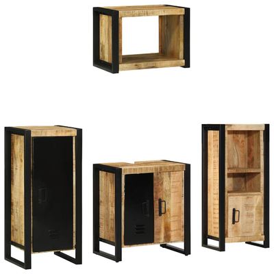 vidaXL Sada kúpeľňového nábytku so zásuvkou 4 pcs Masívne mango drevo