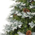 vidaXL Osvetlený vianočný stromček so šiškami, zelený 225 cm, PVC a PE