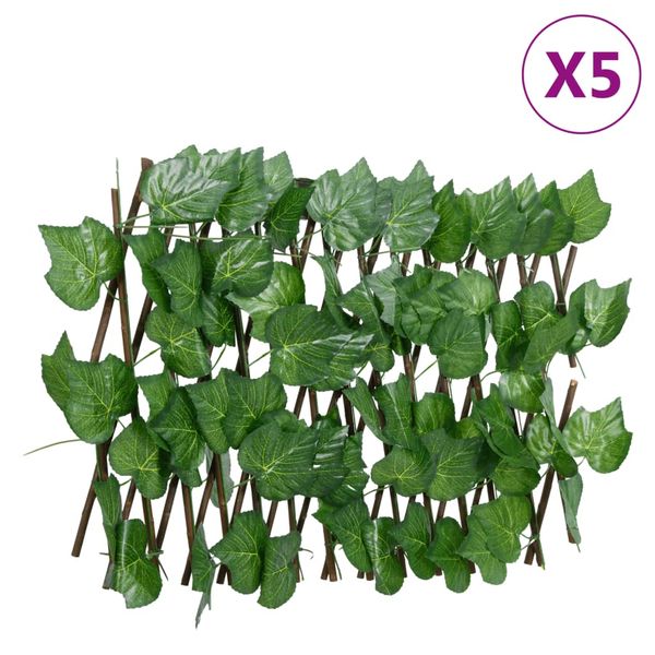 vidaXL Rozťahovacia mriežka s umelým hroznom zelená 5 ks 180x20 cm