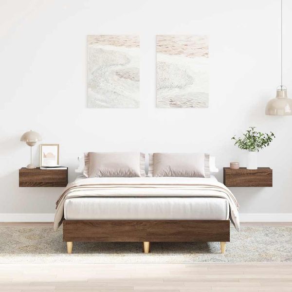 vidaXL Posteľný rám bez matraca hnedý dub 140x190 cm kompozitné drevo
