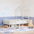 vidaXL Posteľný rám so strieškou biely 100x200 cm borovicový masív