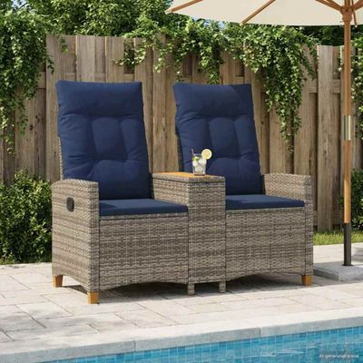 vidaXL Hojdačka s tabletou 2 -Seater 126 x 65 x 112 cm polyratan