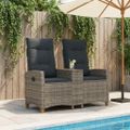 vidaXL Hojdačka s tabletou 2 -Seater 126 x 65 x 112 cm polyratan