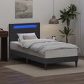 vidaXL Rám postele s LED pásikmi Sivá 100 x 200 cm Umelá koža