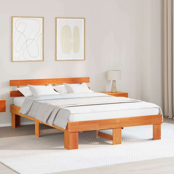 vidaXL Rám postele Včelí hnedý 150 x 200 cm Masívne borovicové drevo