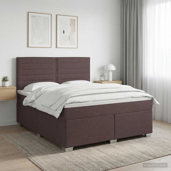 vidaXL Posteľ boxspring s matracom Tmavohnedá 140 x 200 cm Látka