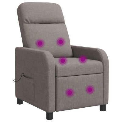 vidaXL Masážne relaxačné kreslo Sivohnedá Látka