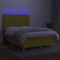 vidaXL Posteľ boxsping s matracom a LED zelená 140x190 cm látka