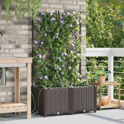 vidaXL Záhradný kvetináč 2 pcs Hnedá 80 x 40 x 142 cm Plast