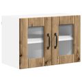 vidaXL Nástenný sklenený kabinet LUCCA Dub artisan 60 x 31 x 40 cm