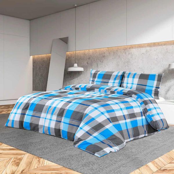 vidaXL Súprava obliečok na paplón modro-sivá 260x240 cm bavlna