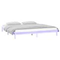 vidaXL Posteľný rám s LED biely 135x190cm dvojlôžko masívne drevo