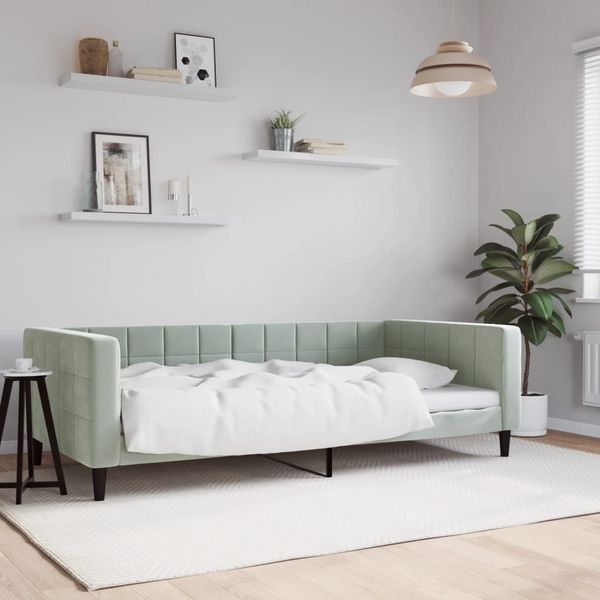 vidaXL Denná posteľ svetlosivá 100x190 cm zamat