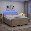 vidaXL Posteľ s boxspringom a matracom a LED Krémová 140 x 190 cm
