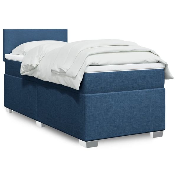 vidaXL Posteľný rám boxsping s matracom modrý 80x200 cm látka