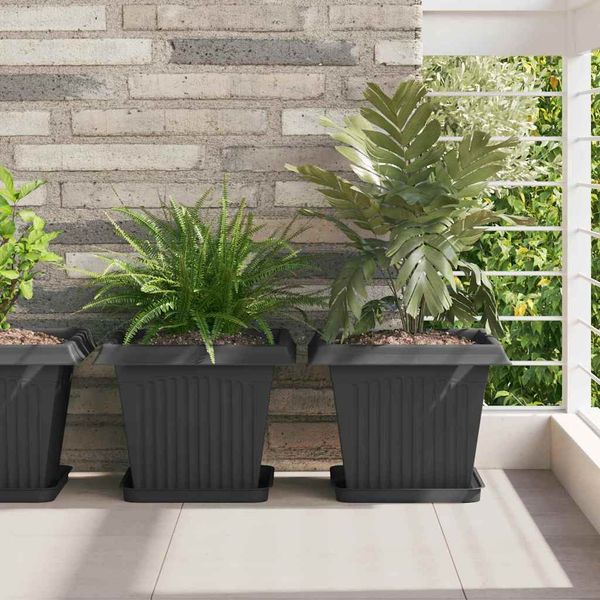 vidaXL Kvetináče 24 pcs Čierna 33 x 33 x 26 cm Plast