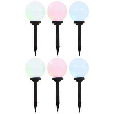 vidaXL Vonkajšie solárne lampy 6 ks 20 cm LED guľové RGB