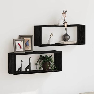vidaXL Stenné police 2 pcs Čierny dub 60 x 15 x 23 cm Kompozitné drevo