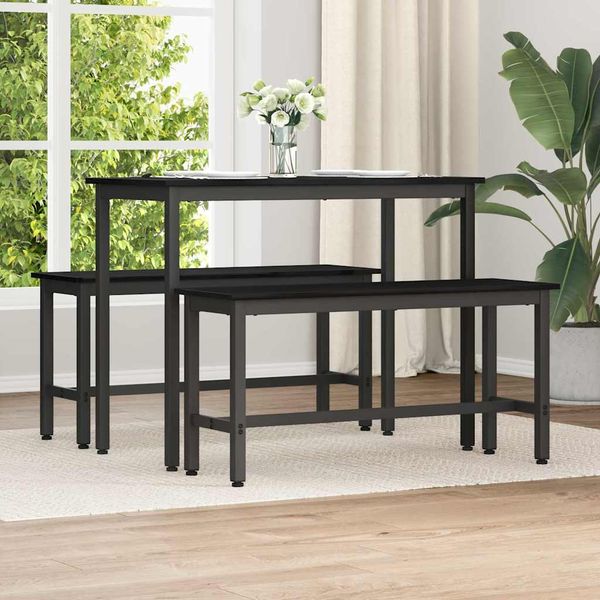 vidaXL Jedálenská lavička 2 pcs Čierny dub 100 x 32,5 x 48,5 cm