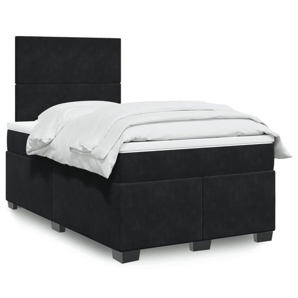 vidaXL Posteľný rám boxspring s matracom čierny 120x200 cm zamat