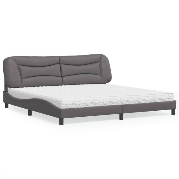 vidaXL Posteľ s matracom Hvar sivá 200x200 cm umelá koža