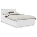 vidaXL Rám postele s LED pásikmi Biela 135 x 190 cm Kompozitné drevo