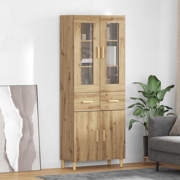 vidaXL Highboard Remeselný dub 69,5 x 34 x 180 cm Kompozitné drevo