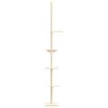 vidaXL Strom pre mačky od podlahy po strop krémový 263,5-289,5 cm