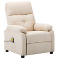 vidaXL Elektrické masážne kreslo krémovej farby, látkové